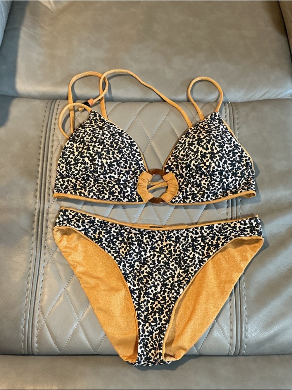 Maaji Black & Mustard Patterned Bikini Set